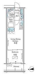 パークアクシス新宿百人町 1LDKの間取図画像
