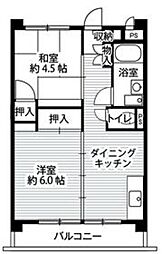 ビレッジハウス向台タワー 2DKの間取図画像