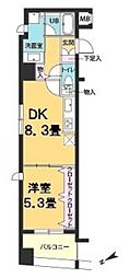カスタリア新御茶ノ水 1DKの間取図画像