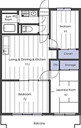 パレス梨花 3LDKの間取図画像