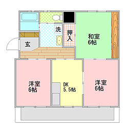 嘉悦マンション 3DKの間取図画像