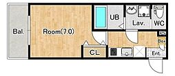 川越市稲荷町アパート 1Kの間取図画像