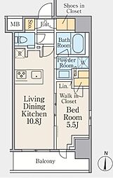 クレストコート本所吾妻橋 1LDKの間取図画像