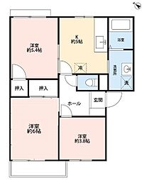 ファミール三郷 3DKの間取図画像