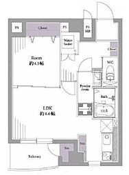 ローズハイツ日本橋浜町 1LDKの間取図画像