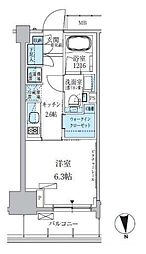 パークアクシス上野三丁目 4階1Kの間取り