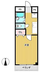 シャルマン草加 1Kの間取図画像