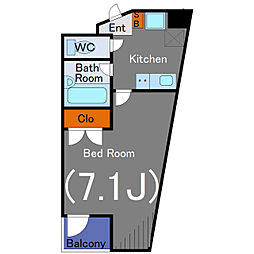 JR山手線 五反田駅 徒歩6分の賃貸マンション 6階1Kの間取り