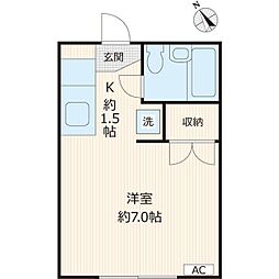 西武新宿線 上石神井駅 徒歩10分の賃貸アパート 1階ワンルームの間取り