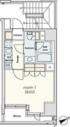 カスタリア日本橋 1Kの間取図画像