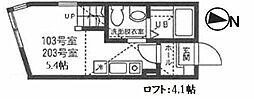 ハーミットクラブハウス鶴見オレンジコート ワンルームの間取図画像