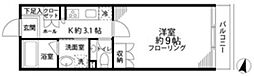 恩京アムールビル 1Kの間取図画像