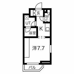 エクセリア千歳船ベルデ ワンルームの間取図画像