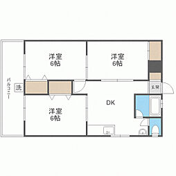 大産西新ビル 3DKの間取図画像