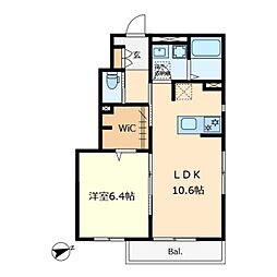 ALVA．a 1階1LDKの間取り