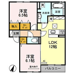 ル・グランアメニティヒルC棟 2LDKの間取図画像