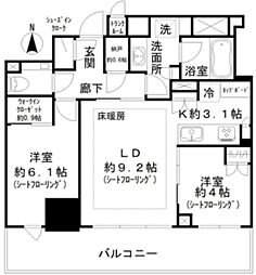 ブリリアタワー池袋West 2LDKの間取図画像