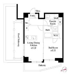 TS代々木公園 1LDKの間取図画像