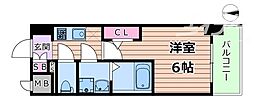 エスリード新大阪ザ・プレミアEAST 1Kの間取図画像