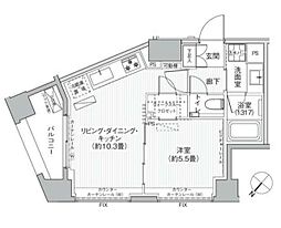 東京メトロ日比谷線 六本木駅 徒歩7分の賃貸マンション 3階1LDKの間取り