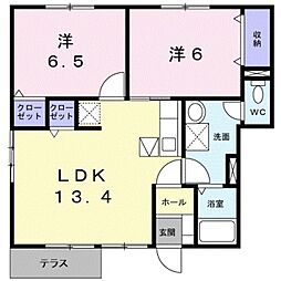 プリムヴェール2 2LDKの間取図画像