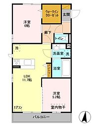 カルミアコート 2LDKの間取図画像