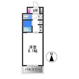 ビクトワール喜連 1Kの間取図画像