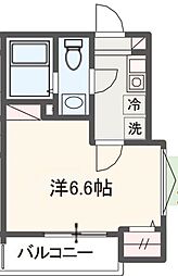 MELDIA稲城II 2階1Kの間取り