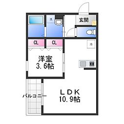 (仮称)ジーメゾン羽衣フェザー 1LDKの間取図画像