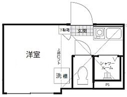 ShantiCasa四谷若葉 ワンルームの間取図画像