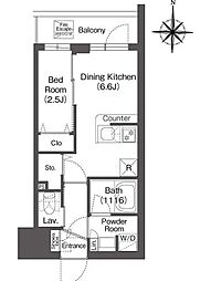 COMFORIALIV西蒲田 1DKの間取図画像