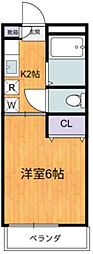 グランデュールエース 2階1Kの間取り
