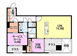 ザ・パーク一番堀 1SLDKの間取図画像