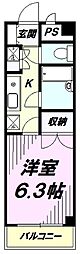 ビレッジコア八王子 1Kの間取図画像