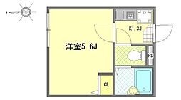 Well-being江北 2階1Kの間取り