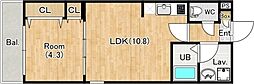 狭山市大字東三ツ木アパート 1LDKの間取図画像