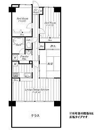 アインズコート稲毛小中台プライムコート 3LDKの間取図画像