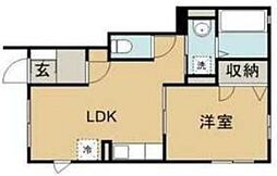 カーサデュオ 1LDKの間取図画像