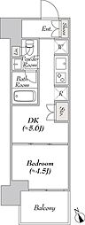 ウエリスアーバン水天宮前 1DKの間取図画像