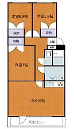 グリューンベルグ生田 3LDKの間取図画像
