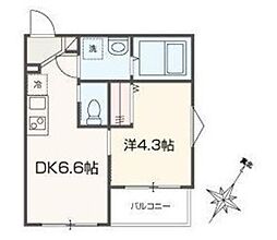 相模原市南区新磯野3丁目アパート 1DKの間取図画像