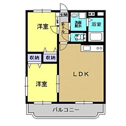 サワーオレンジ2 2LDKの間取図画像