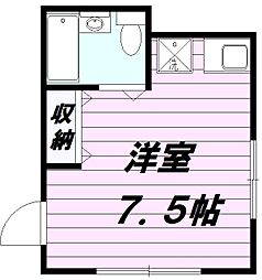 メゾンモンテリマール1 ワンルームの間取図画像