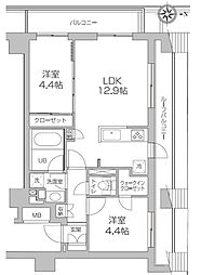レジディア高円寺 2LDKの間取図画像