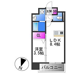 大阪市東成区玉津2丁目マンション 1LDKの間取図画像
