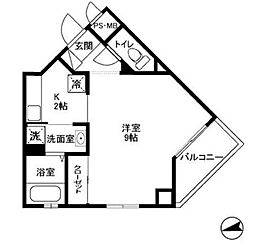 オクト 1Kの間取図画像