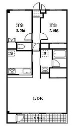 シャンボール 2LDKの間取図画像