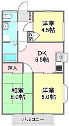 ハイツクリフサイド 3DKの間取図画像