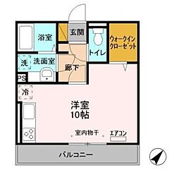 メゾンドベリタス ワンルームの間取図画像