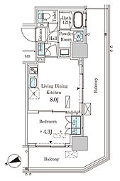 パークアクシス大塚ステーションゲートタワー 1LDKの間取図画像